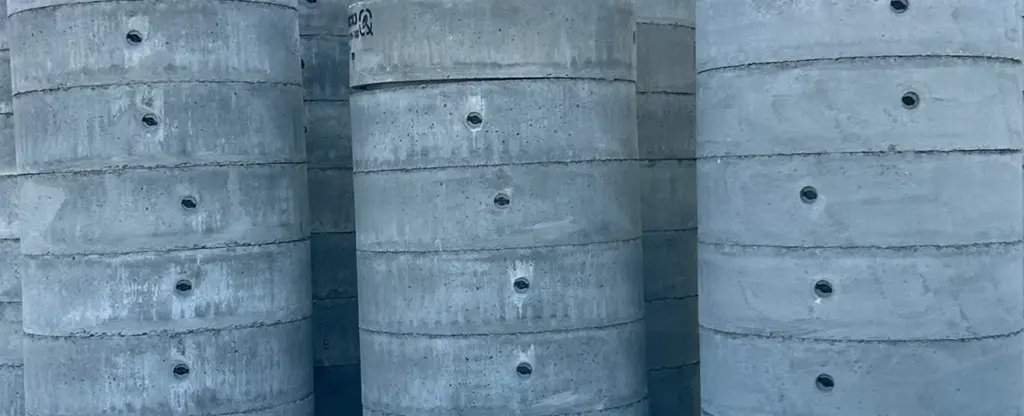 Colonnes en béton avec trous alignés avec insertions de levage Plasti-Tom.