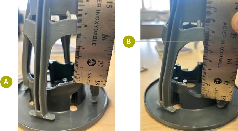 Comparaison de mesure avec règle métallique.